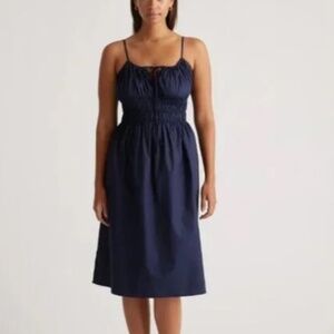 Quince Organic Cotton Keyhole Midi Dress Black sz S NWT Sleeveless Casual